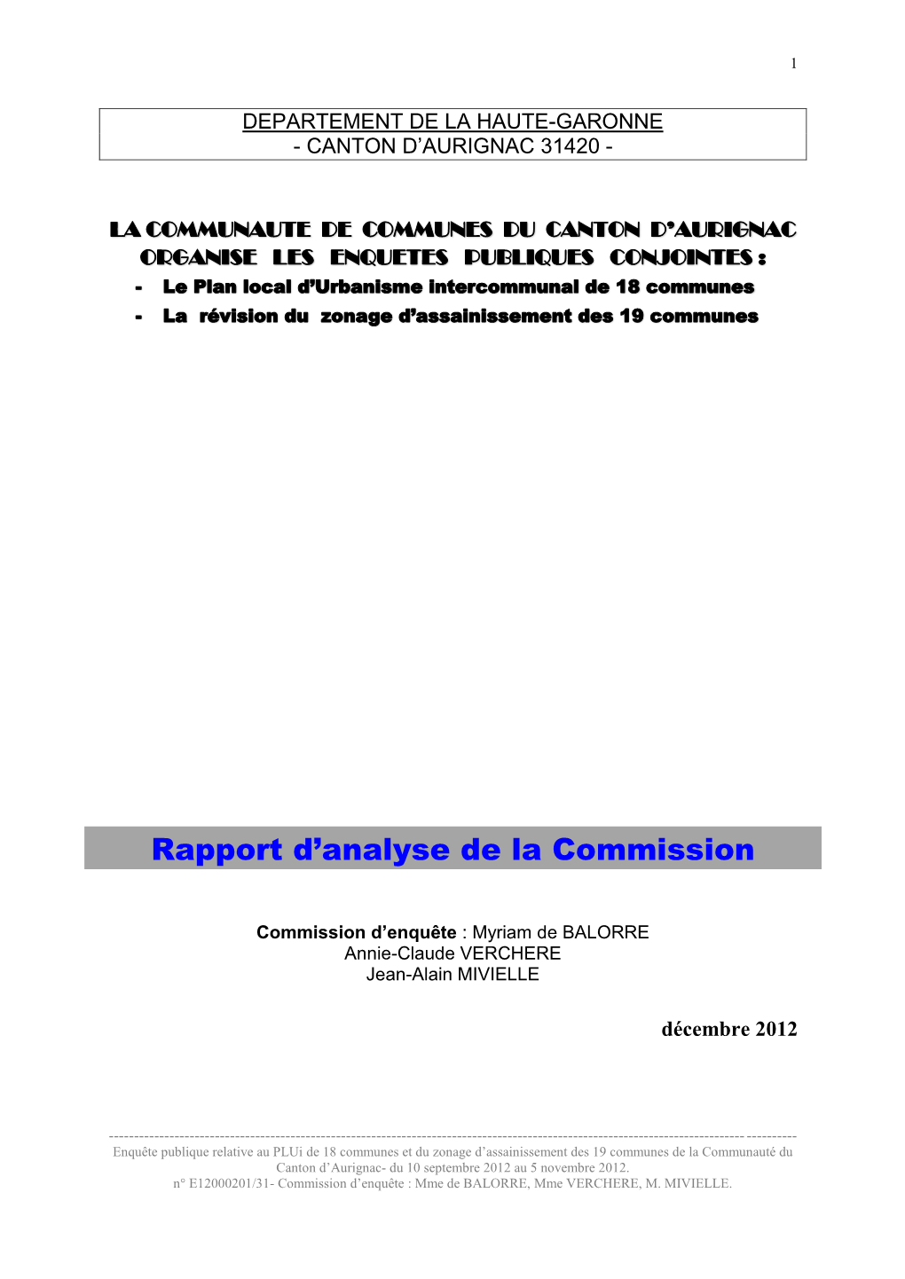 Rapport D'analyse De La Commission
