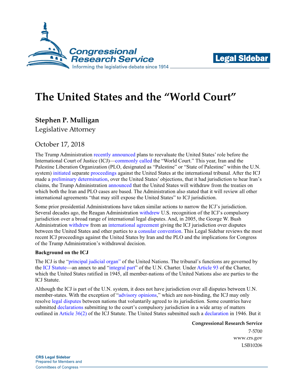 The United States and the "World Court"