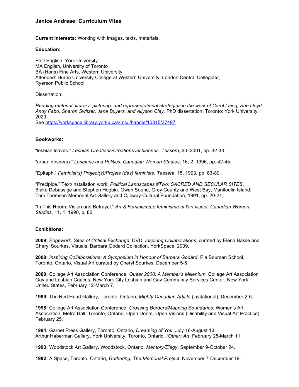 View Janice Andreae's CV