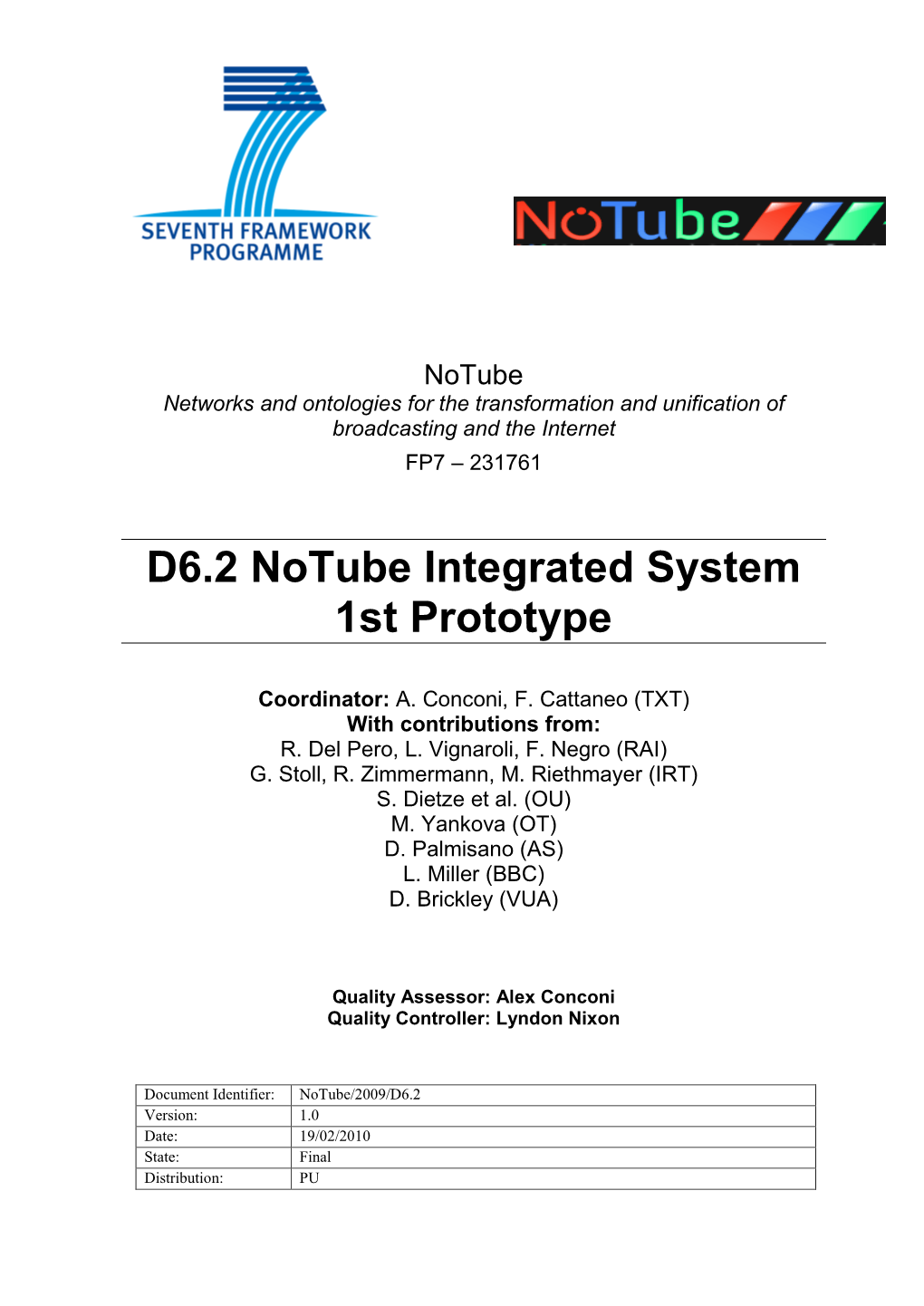 D6.1 Notube System Specifications and Architectural Design