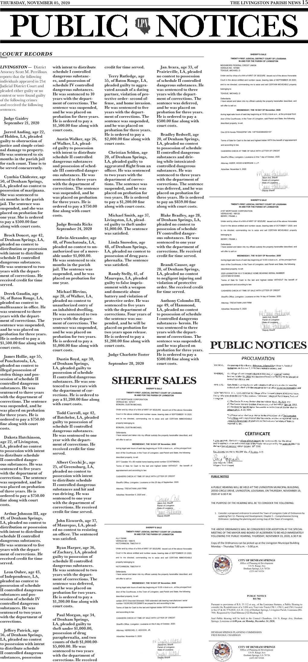 Public Notices Sheriff Sales