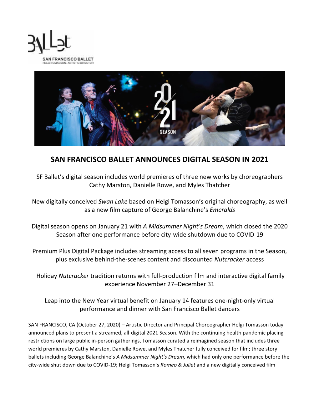 2021 Digital Season Announcement