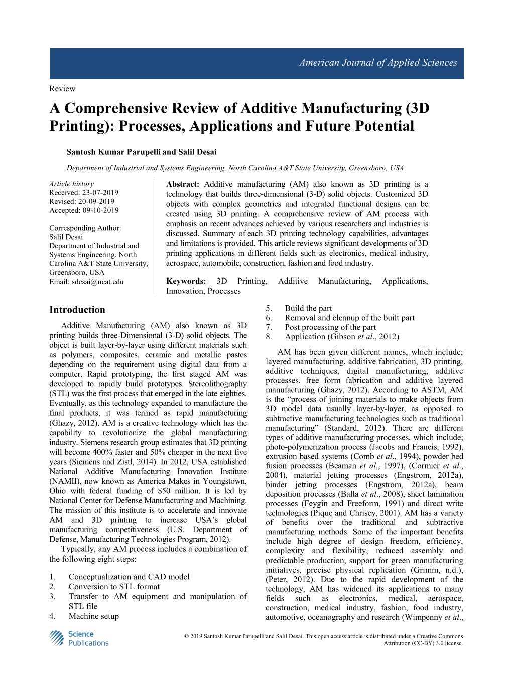 3D Printing): Processes, Applications and Future Potential