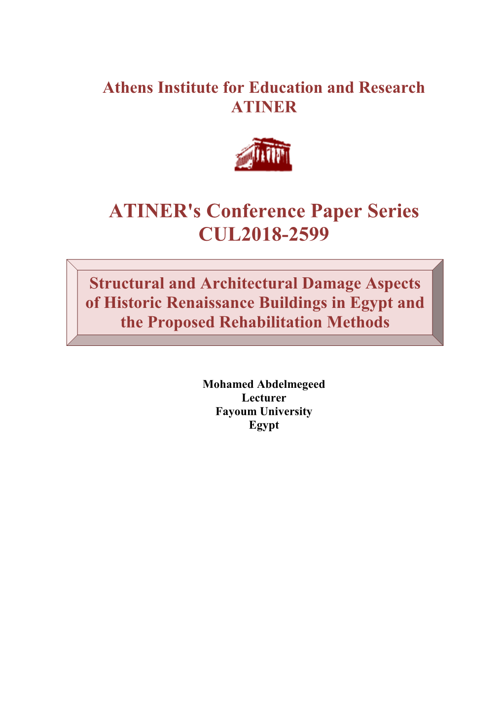 ATINER's Conference Paper Series CUL2018-2599
