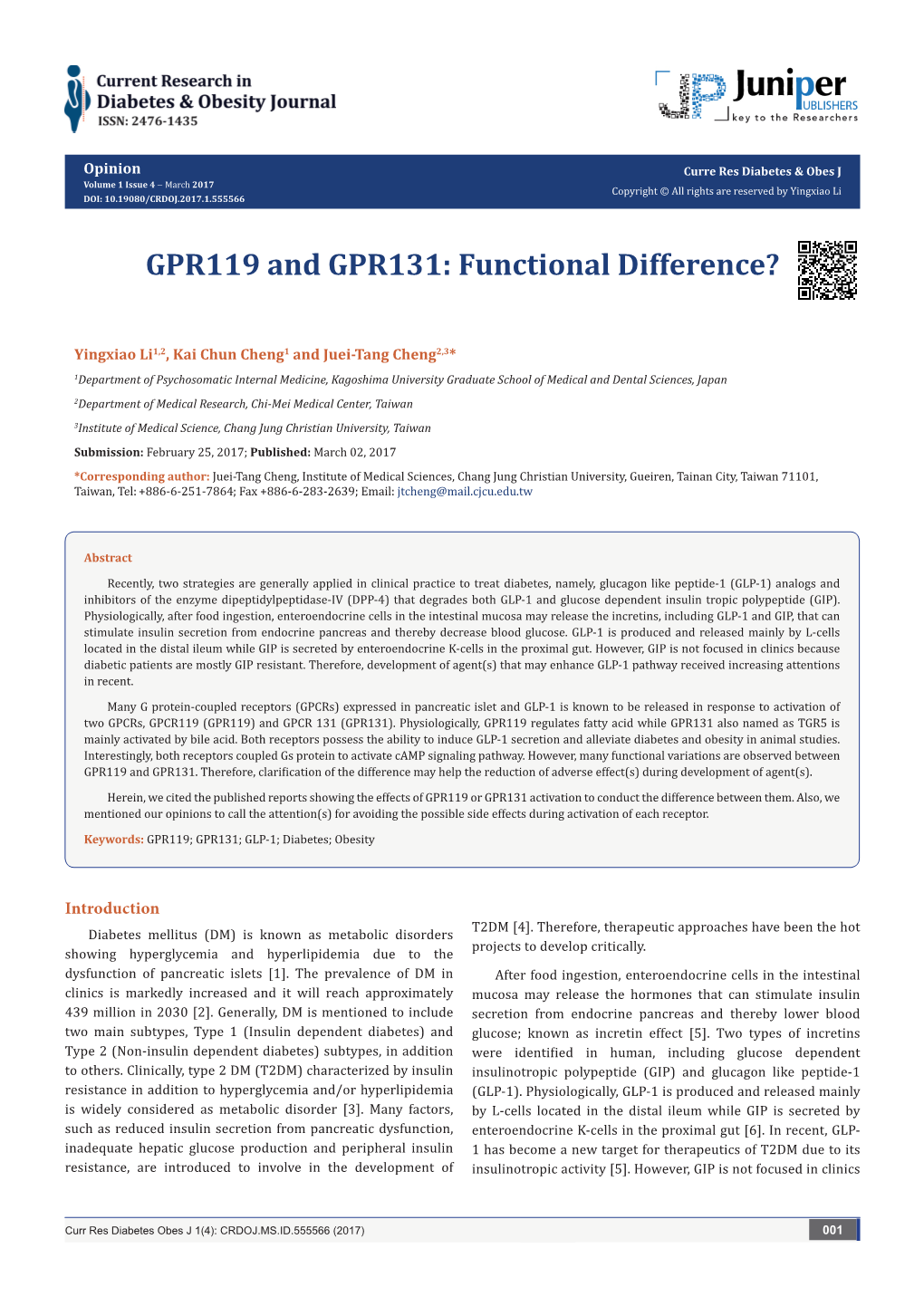 GPR119 and GPR131: Functional Difference?
