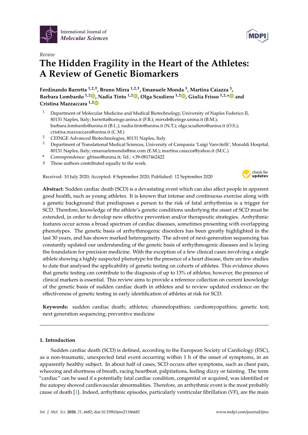 The Hidden Fragility in the Heart of the Athletes: a Review of Genetic Biomarkers