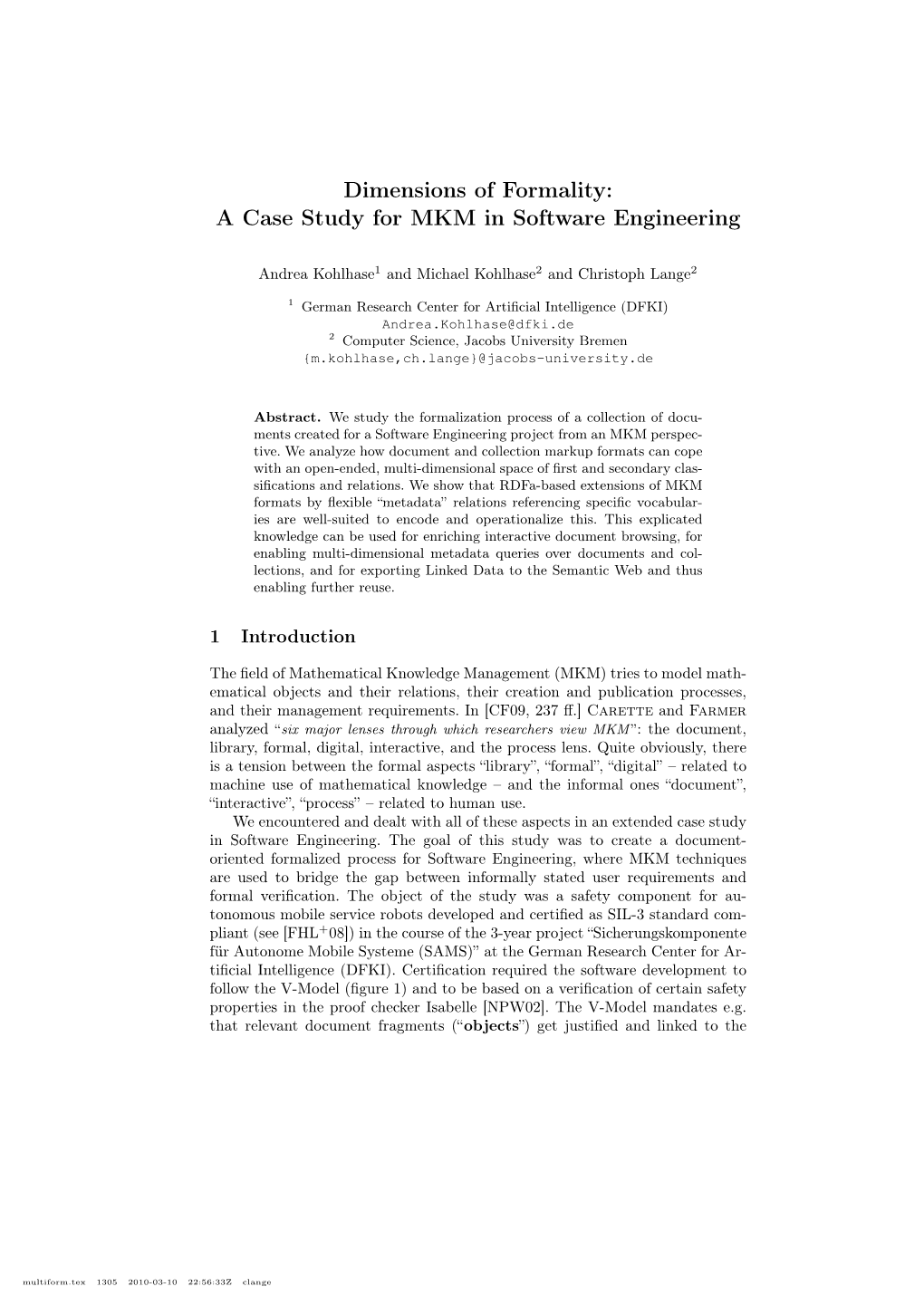 A Case Study for MKM in Software Engineering