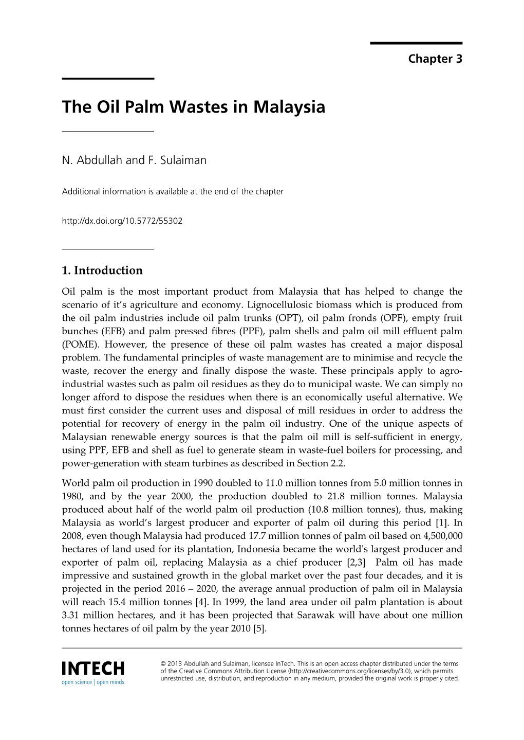 The Oil Palm Wastes in Malaysia