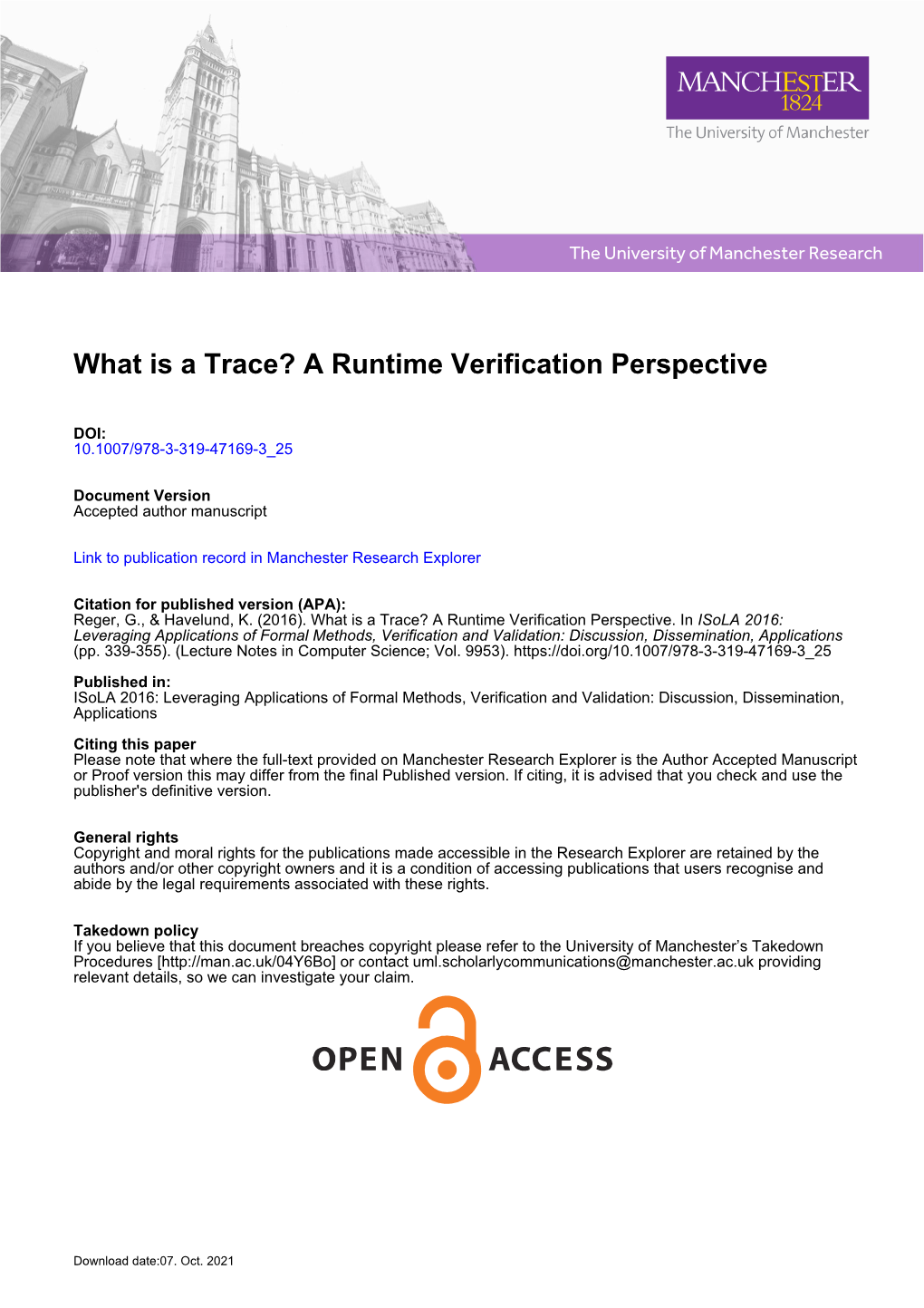 What Is a Trace? a Runtime Verification Perspective