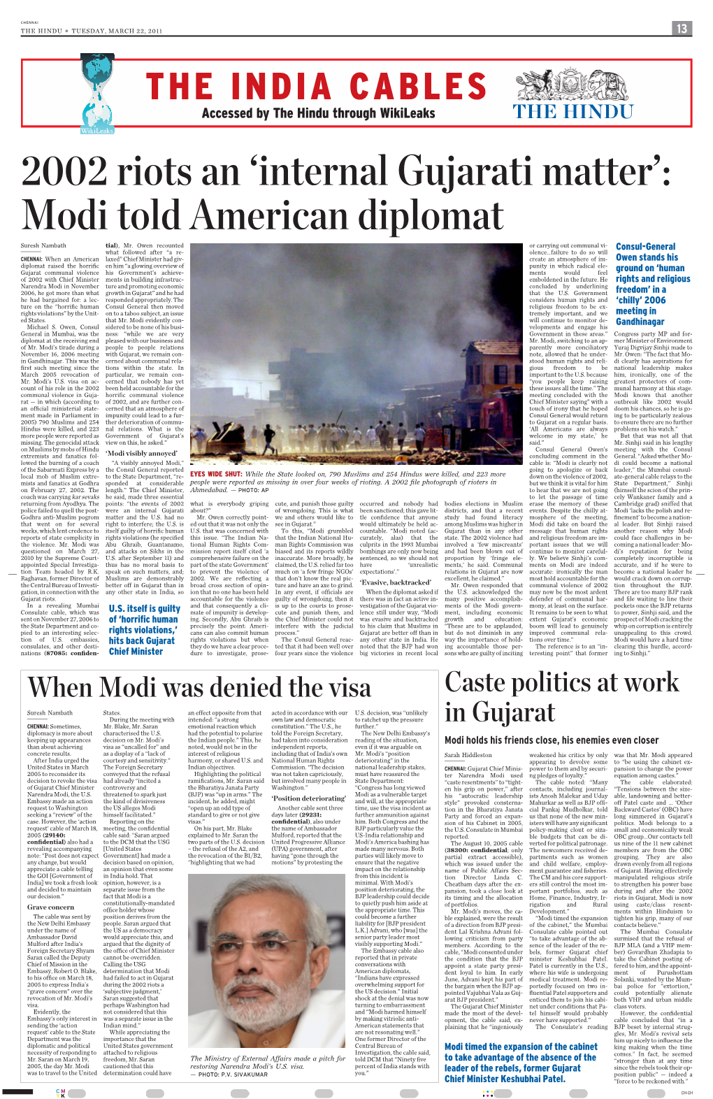 2002 Riots an ‘Internal Gujarati Matter’: Modi Told American Diplomat Suresh Nambath Tial), Mr