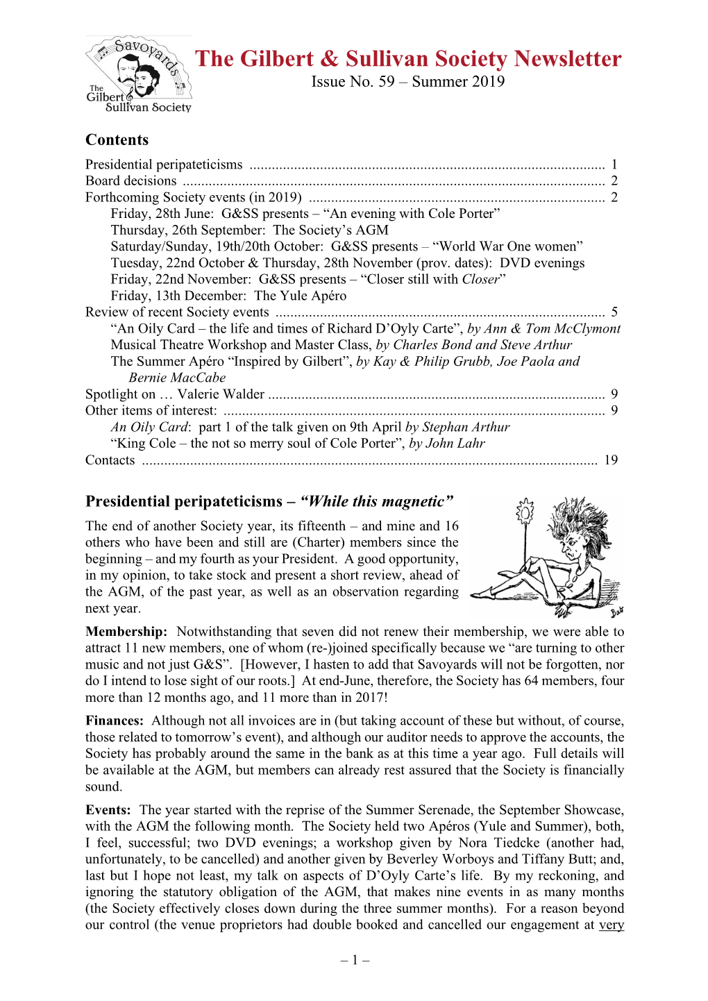 The Gilbert & Sullivan Society Newsletter