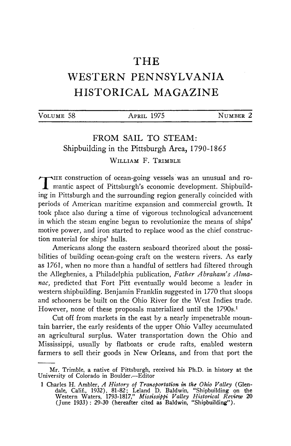 Western Pennsylvania Historical Magazine