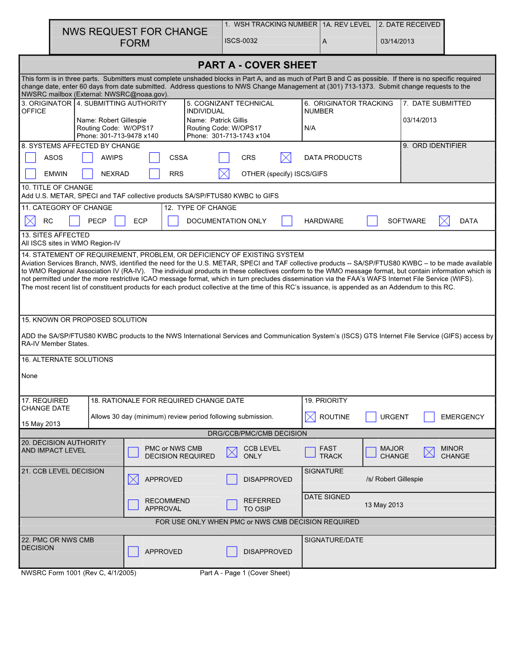 COVER SHEET This Form Is in Three Parts