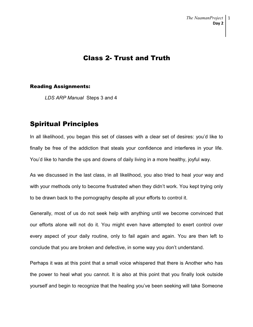 Class 2- Trust and Truth