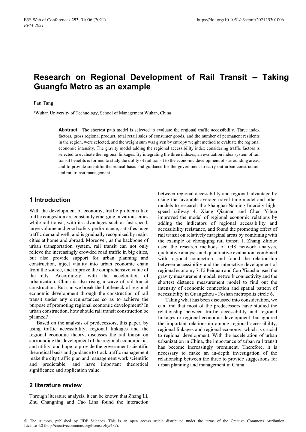 Research on Regional Development of Rail Transit -- Taking Guangfo Metro As an Example