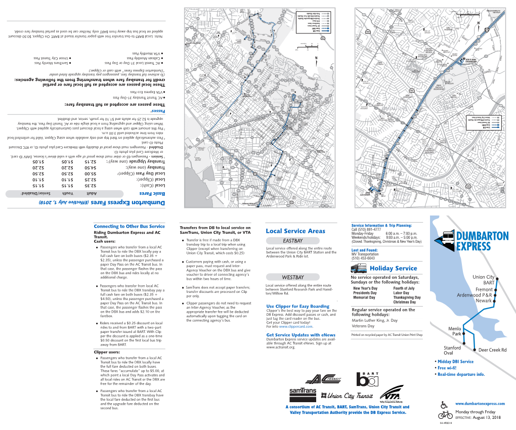 Holiday Service Local Service Areas Dumbarton Express Fares