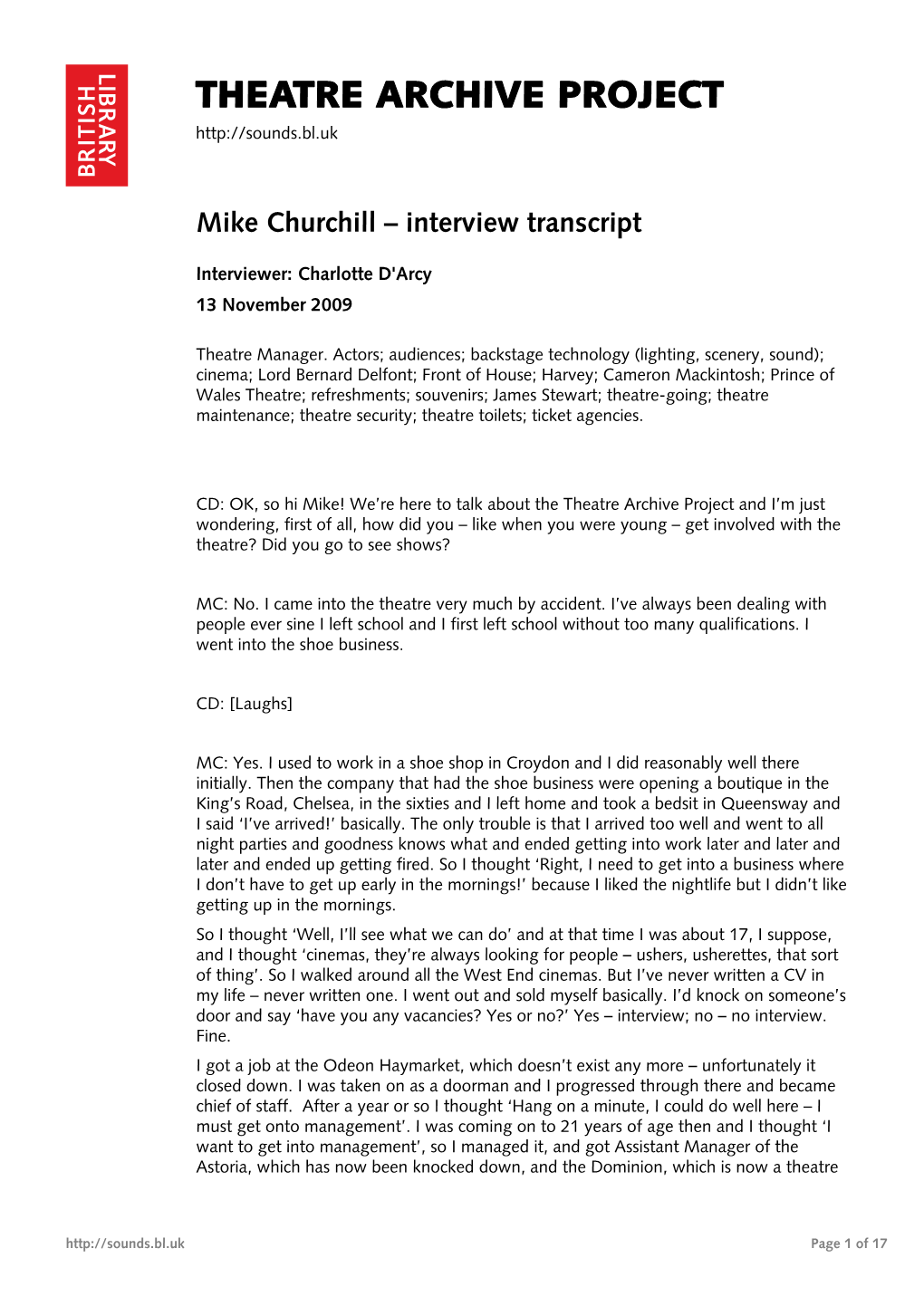 Interview with Mike Churchill