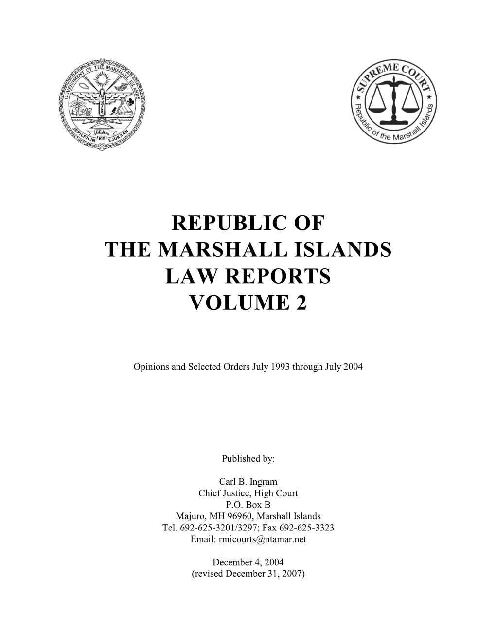 Republic of the Marshall Islands Law Reports Volume 2