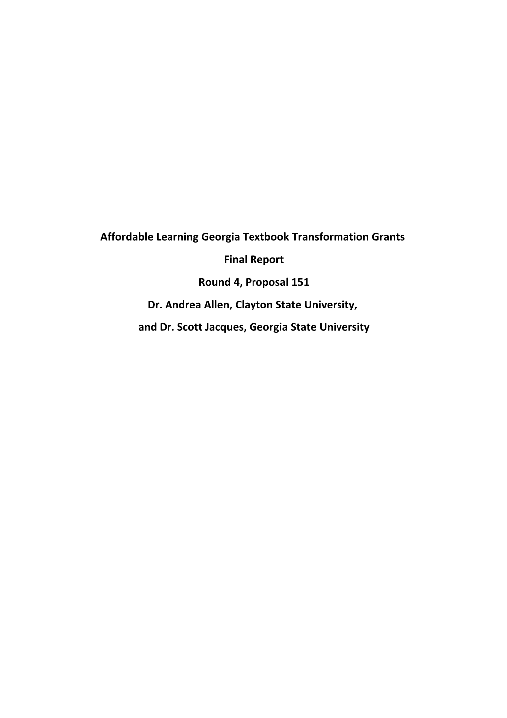 Affordable Learning Georgia Textbook Transformation Grants