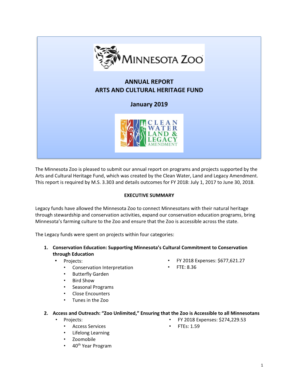 Minnesota Zoo Legacy Report 2019