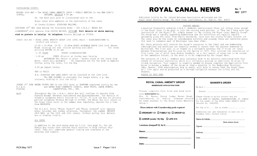 Royal Canal News May 1977 No.7