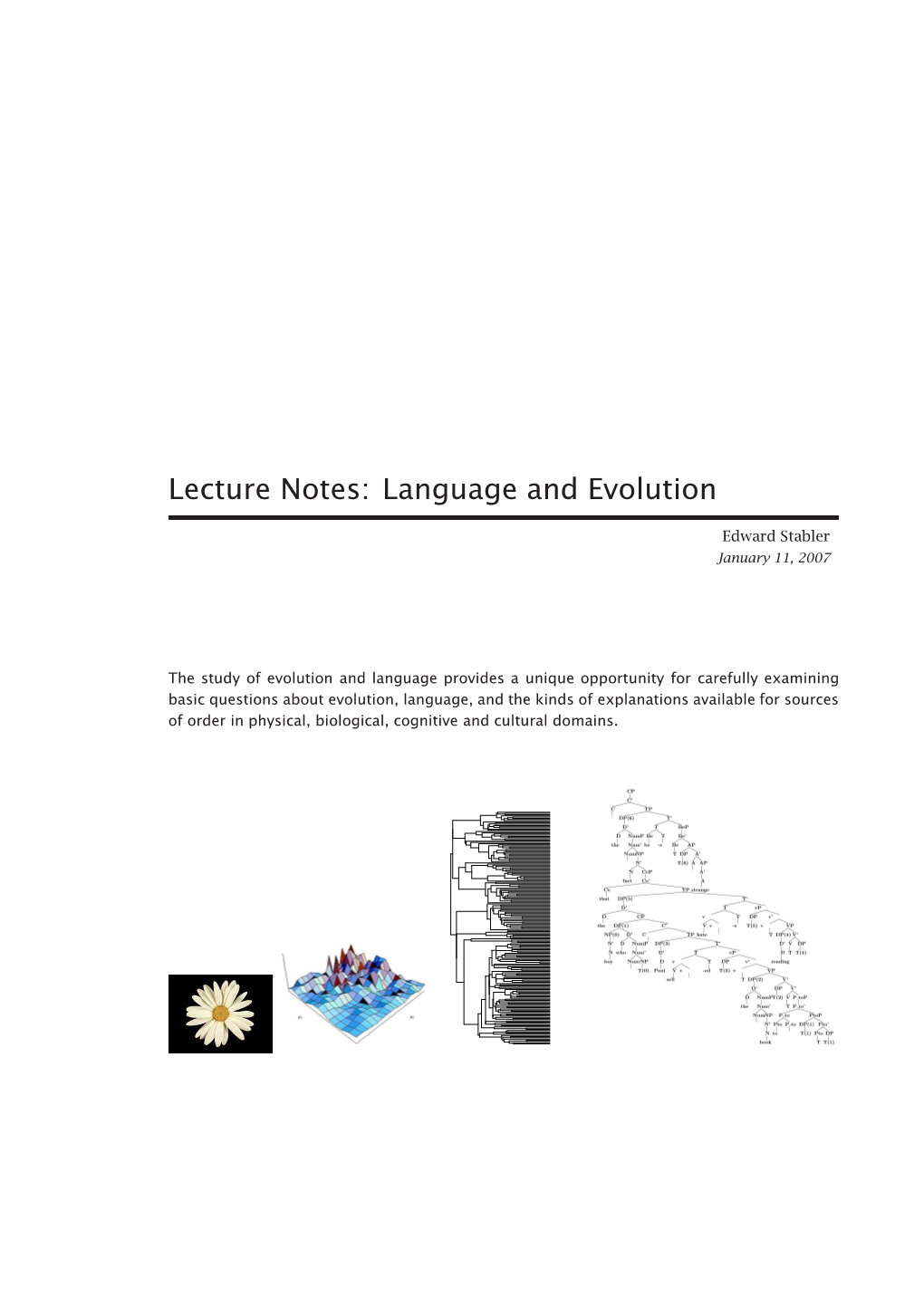 Lecture Notes: Language and Evolution