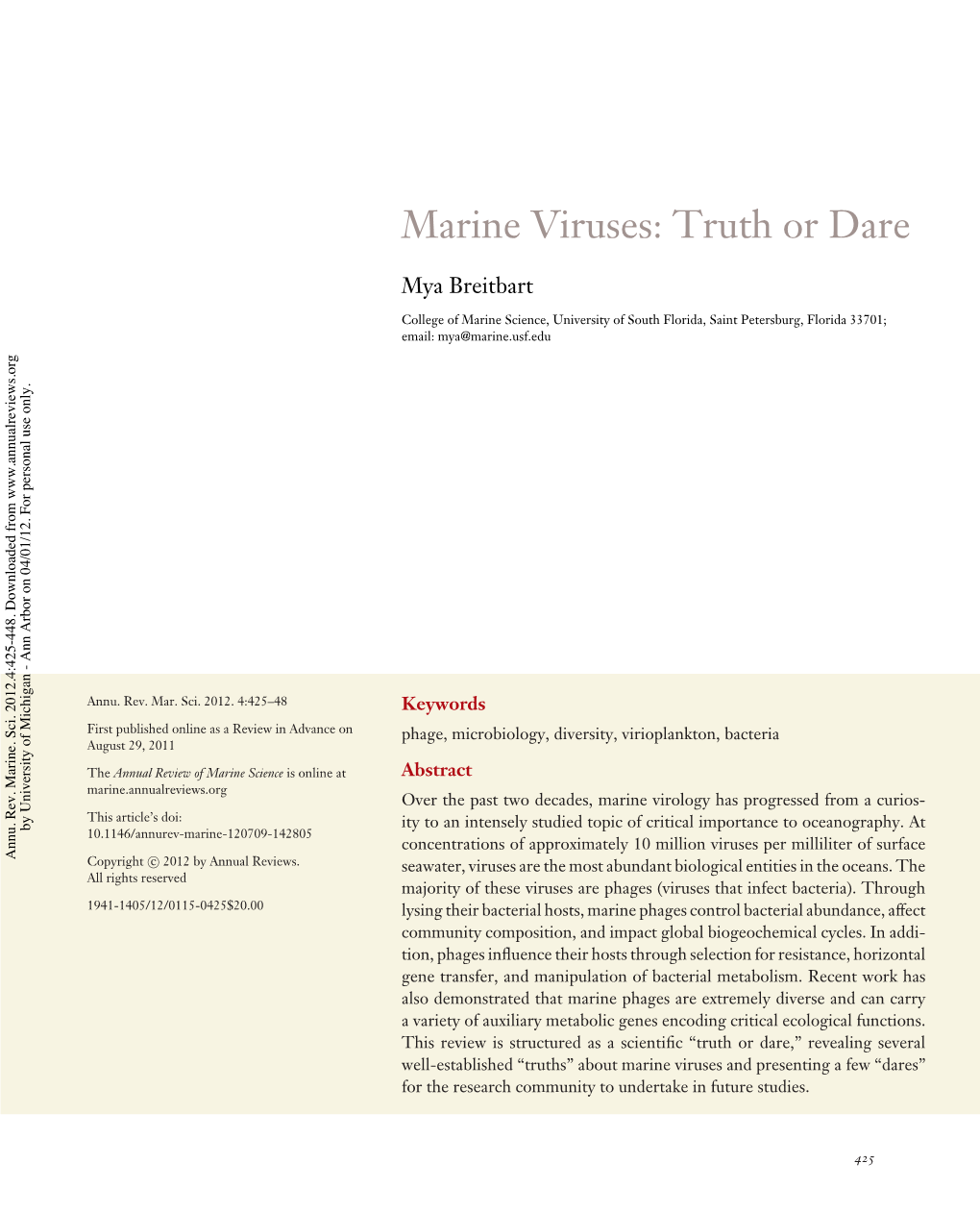 Marine Viruses: Truth Or Dare