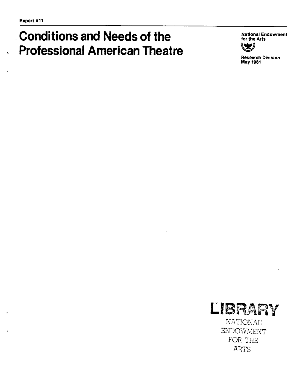 National Endowment for the Arts Research Division Report # 11