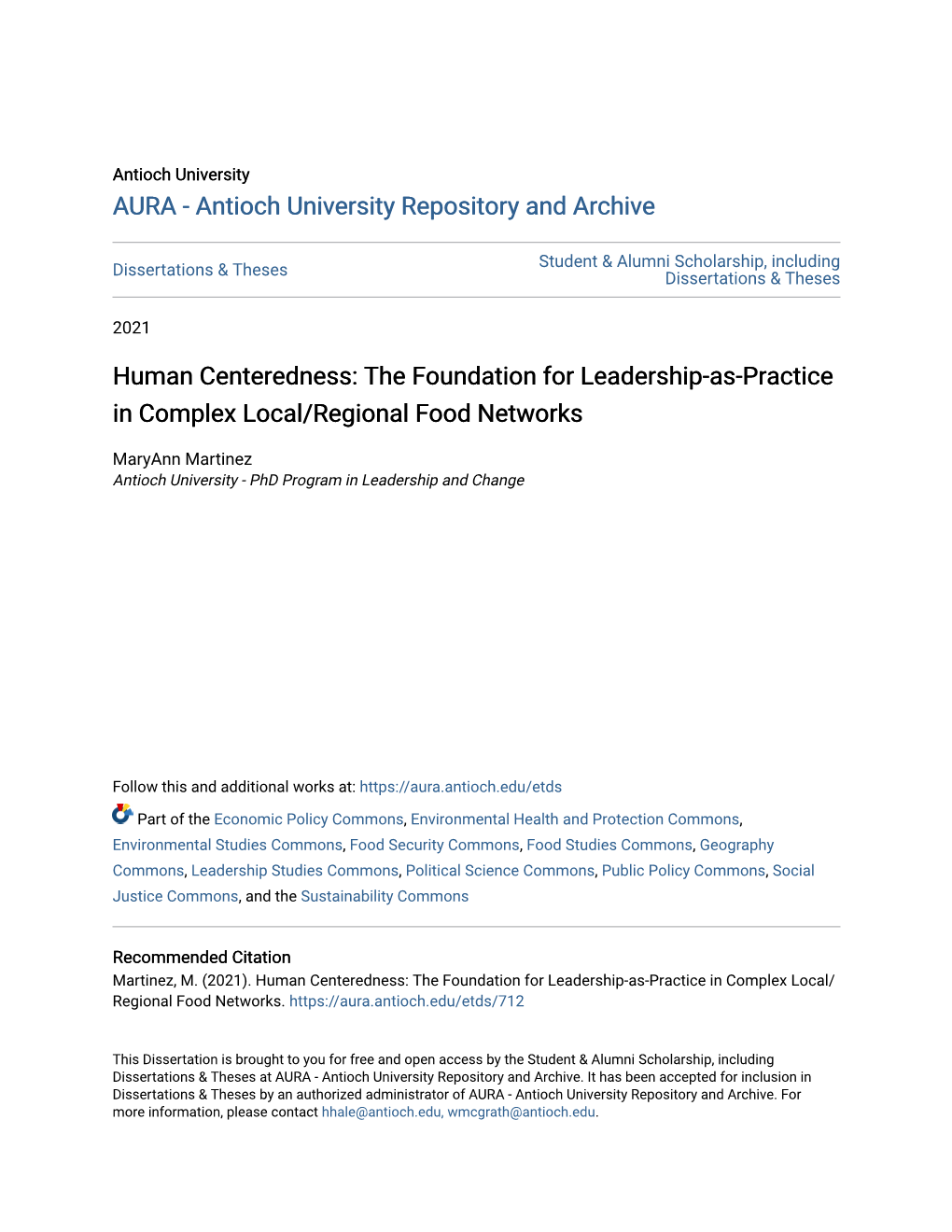 The Foundation for Leadership-As-Practice in Complex Local/Regional Food Networks