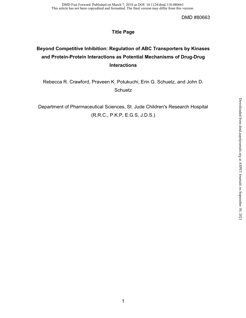 Regulation of ABC Transporters by Kinases and Protein-Protein Interactions As Potential Mechanisms of Drug-Drug Interactions