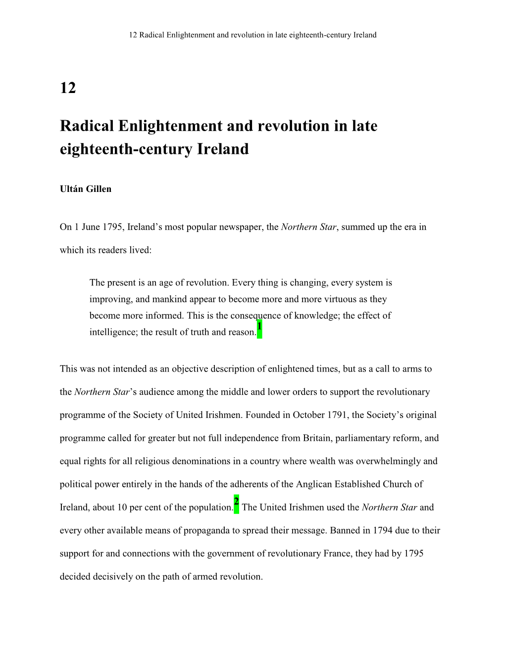 12 Radical Enlightenment and Revolution in Late Eighteenth-Century Ireland