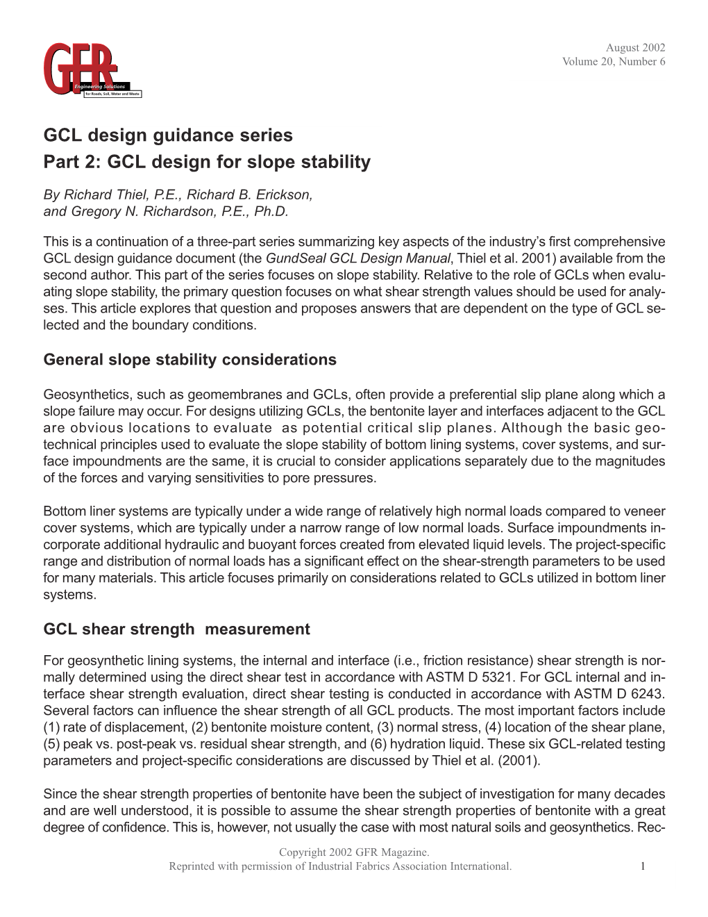 GCL Design for Slope Stability