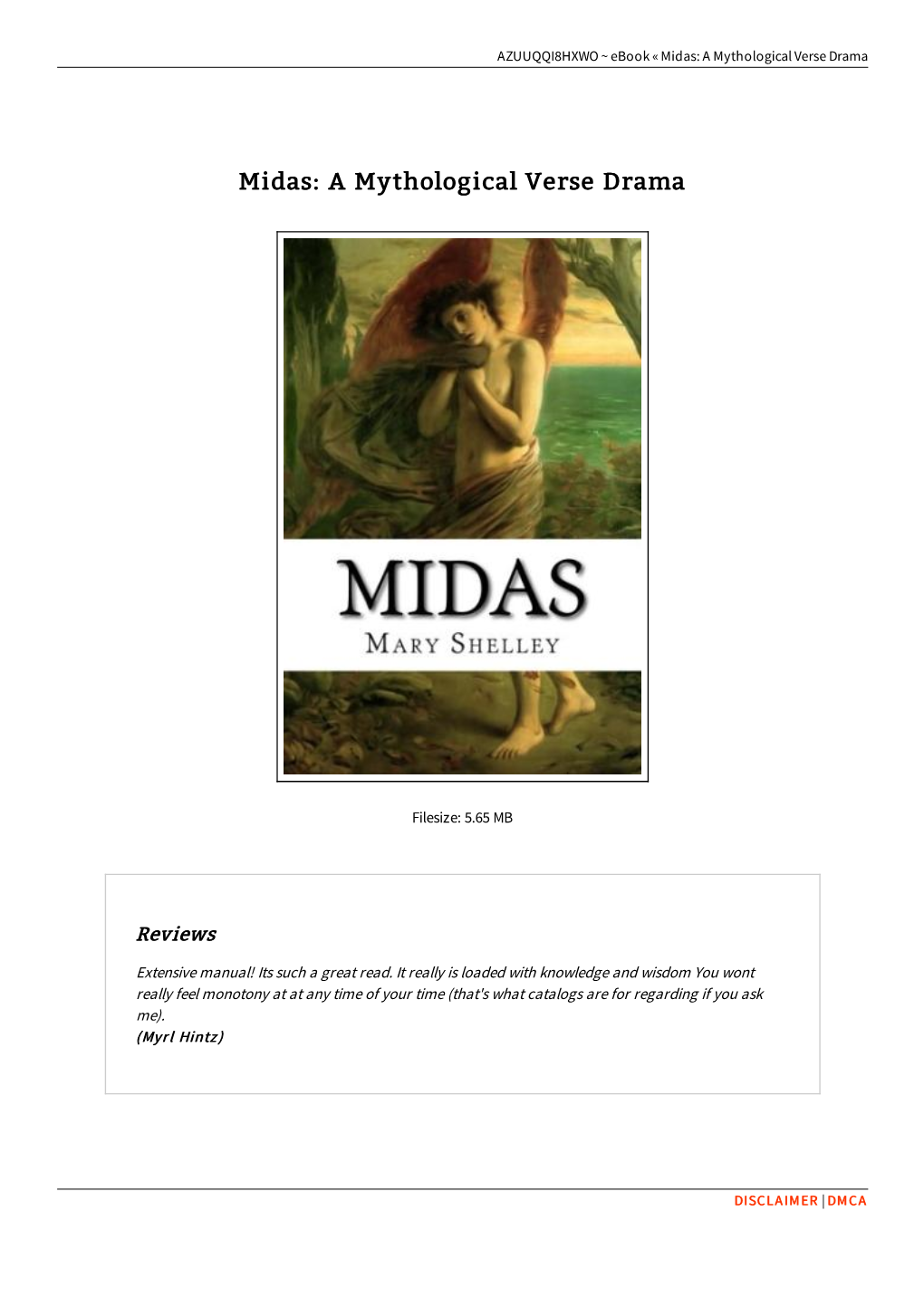 Download PDF &lt; Midas: a Mythological Verse Drama \ 2A5ZHCNBOL9I