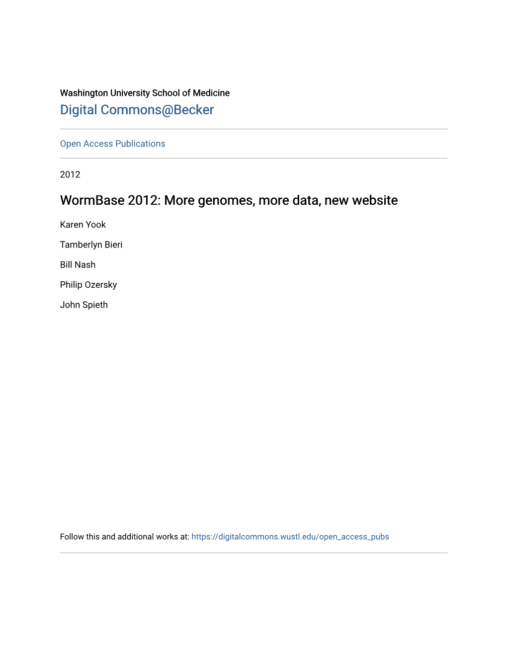 Wormbase 2012: More Genomes, More Data, New Website