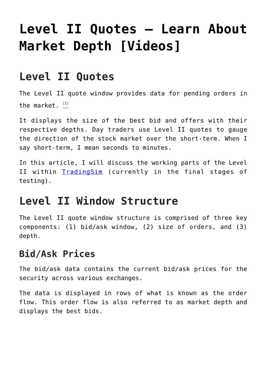 Level II Quotes &#8211; Learn About Market Depth