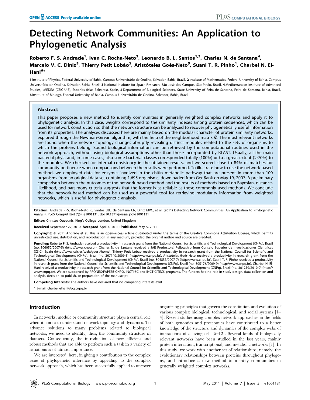 Detecting Network Communities: an Application to Phylogenetic Analysis