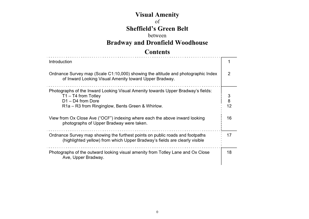 Visual Amenity Sheffield's Green Belt Bradway and Dronfield Woodhouse Contents