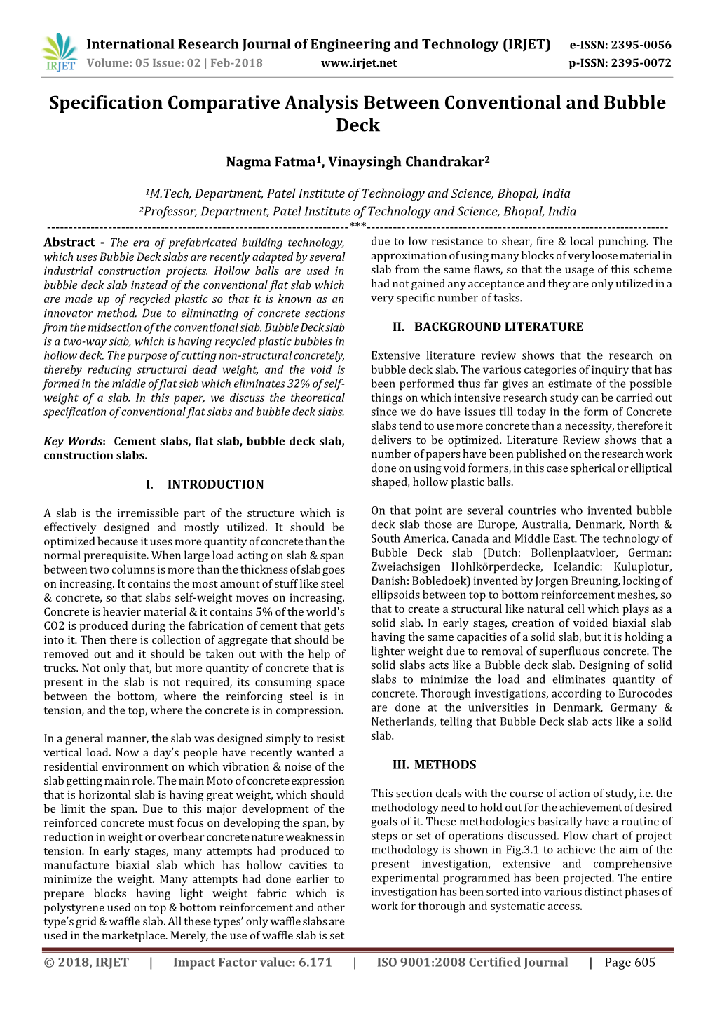 Specification Comparative Analysis Between Conventional and Bubble Deck