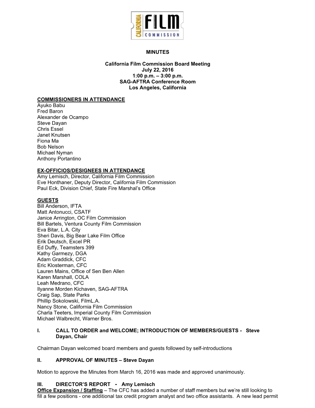 CFC Board Meeting Minutes 07-22