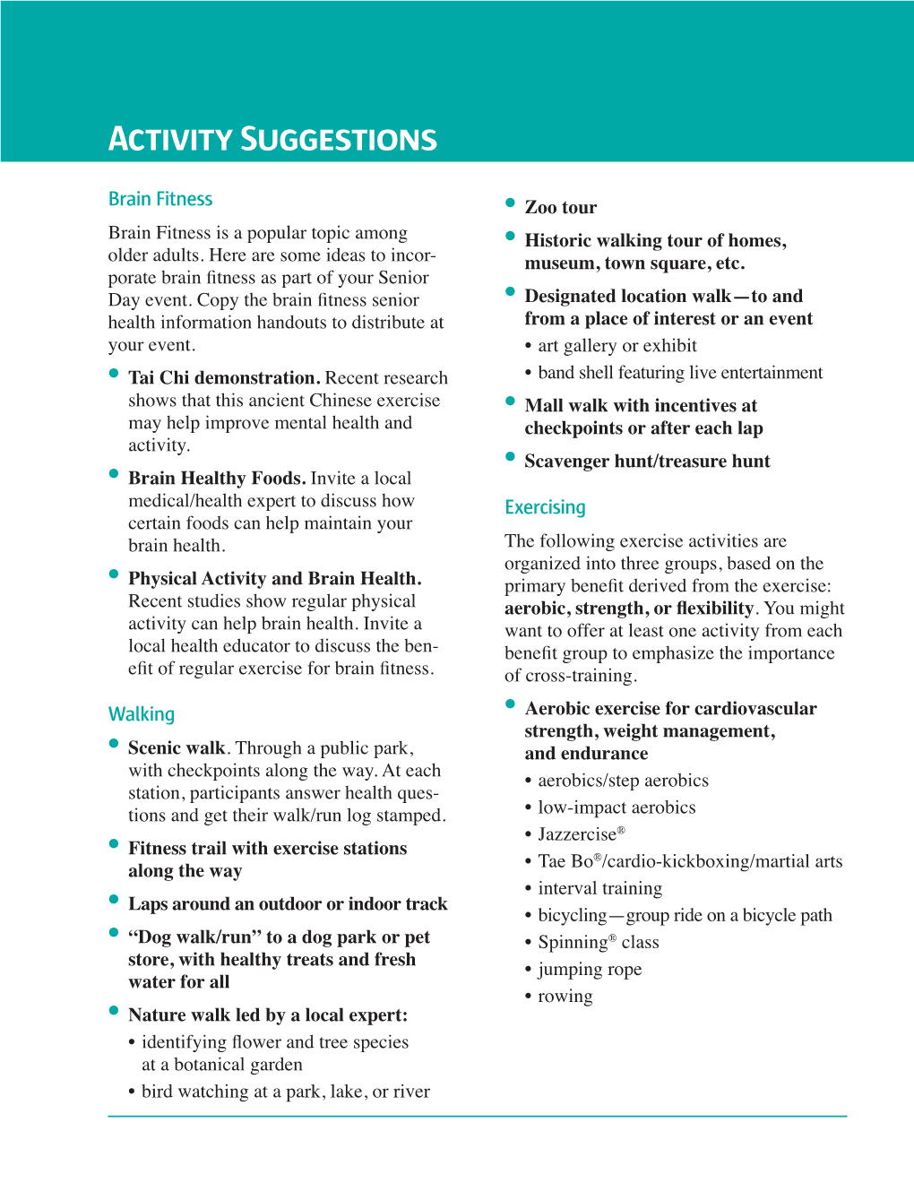 Activity Suggestions