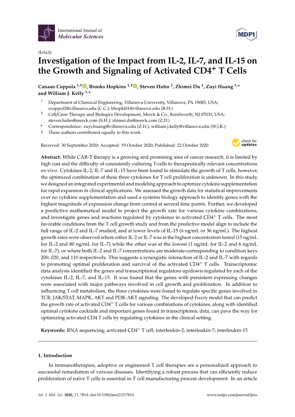 Investigation of the Impact from IL-2, IL-7, and IL-15 on the Growth and Signaling of Activated CD4+ T Cells