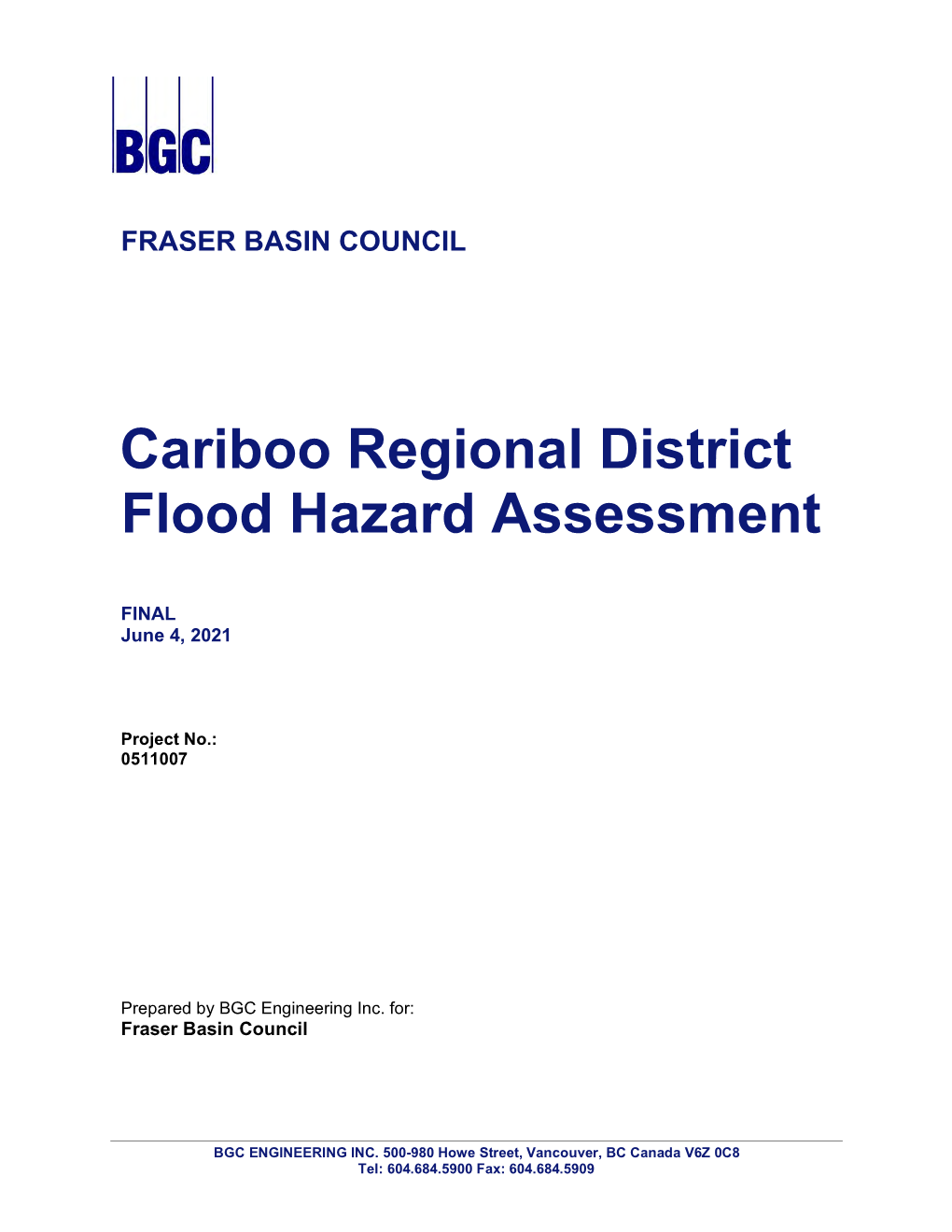 Cariboo Regional District Flood Hazard Assessment