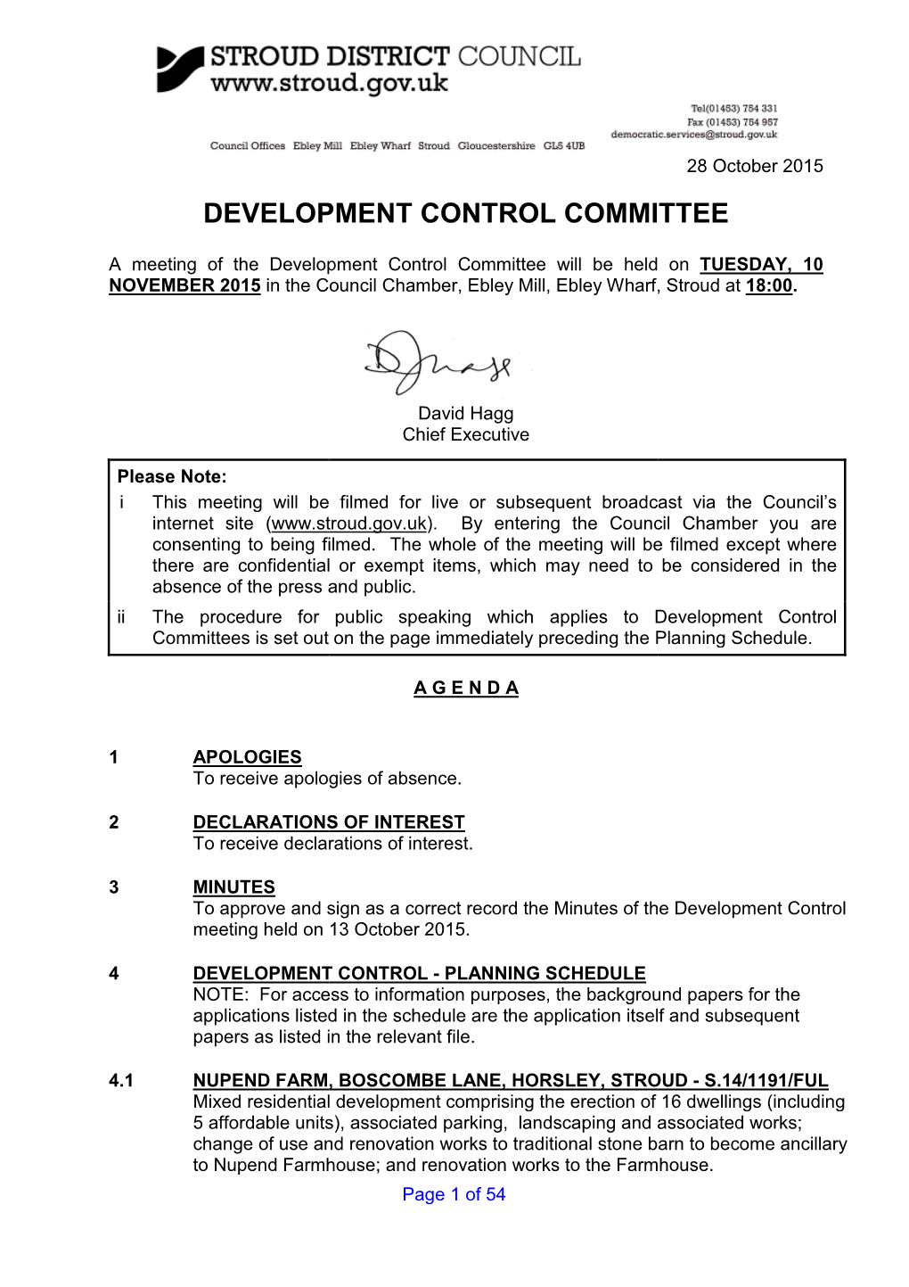 Development Control Committee