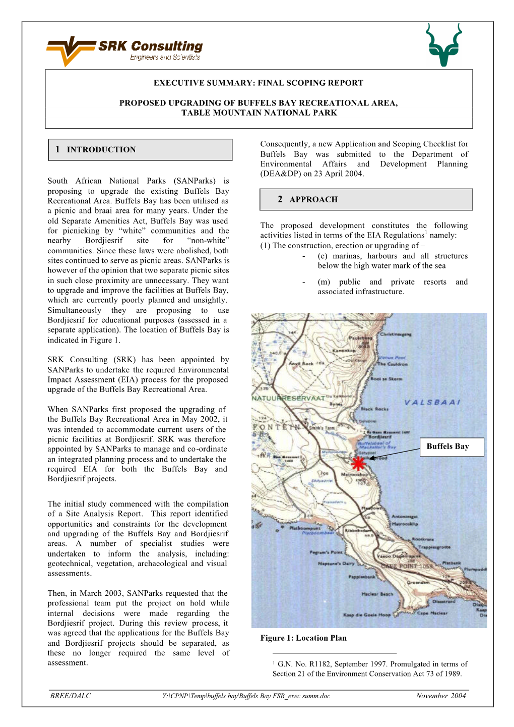 Buffels Bay FSR Exec Summ.Doc November 2004 SRK Consulting 2