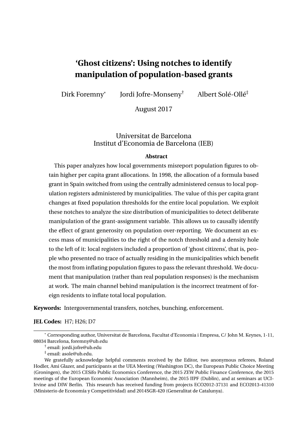 Ghost Citizens’: Using Notches to Identify Manipulation of Population-Based Grants