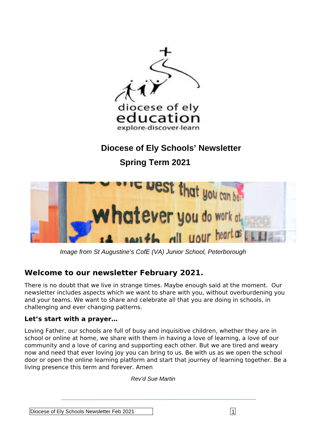 Diocese of Ely Schools' Newsletter Spring Term 2021