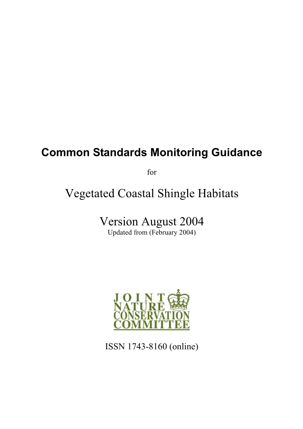 Common Standards Monitoring Guidance for Vegetated Coastal Shingle