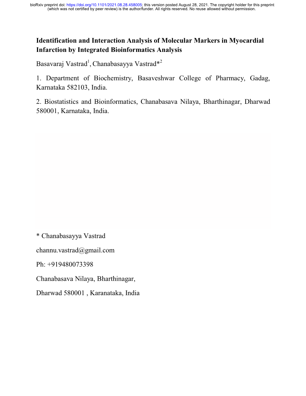 Identification and Interaction Analysis of Molecular Markers in Myocardial Infarction by Integrated Bioinformatics Analysis