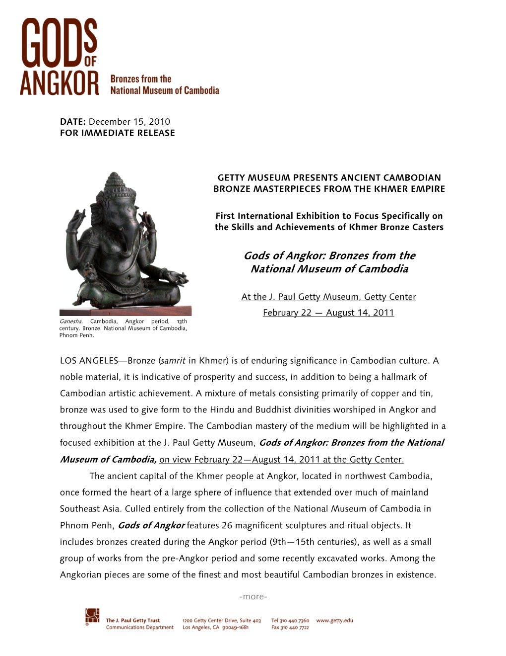 Gods of Angkor: Bronzes from the National Museum of Cambodia