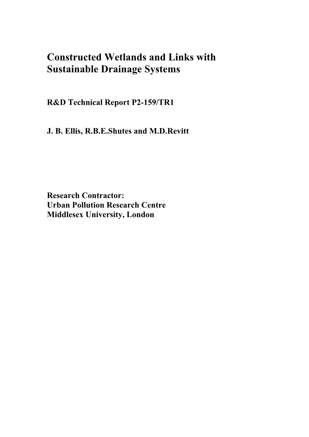 Constructed Wetlands and Links with Sustainable Drainage Systems